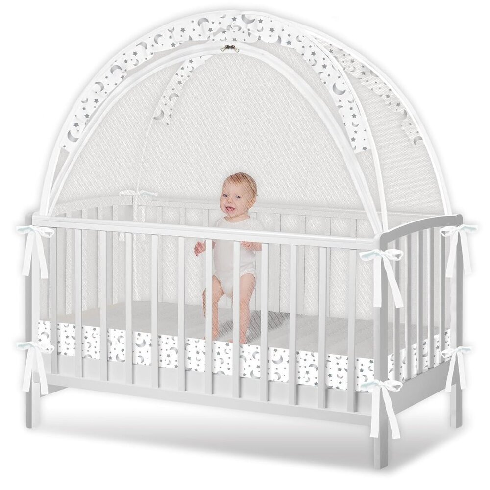 Crib Tent - Crib Net to Keep Baby in, Stop Baby from Climbing Out of Crib, Pop U - Picture 1 of 7